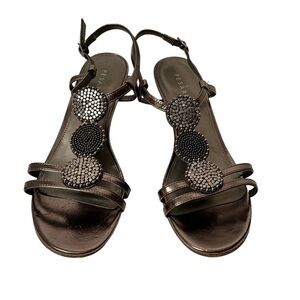 Pesaro Molly Metallic Womens SlingbackAdjustable Strap Wedge Shoes Size 8 1/2